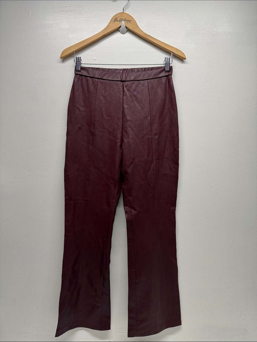 Amanda Uprichard Pants Faux Leather Stretch Straight Leg Bootcut Red Size Small